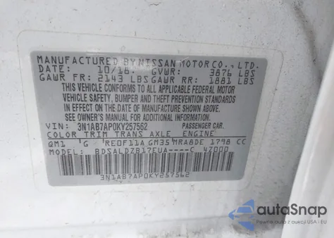 2019 Nissan Sentra Sv из США, поврежденный, VIN 3N1AB7AP0KY257562